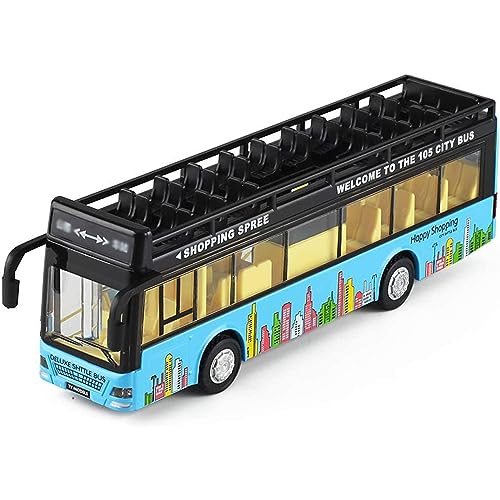 Image of Diecast Metal Long Double Decker Sight View Bus Light & Music Open Door Collection Model Long Bus Toys for Boy Kids