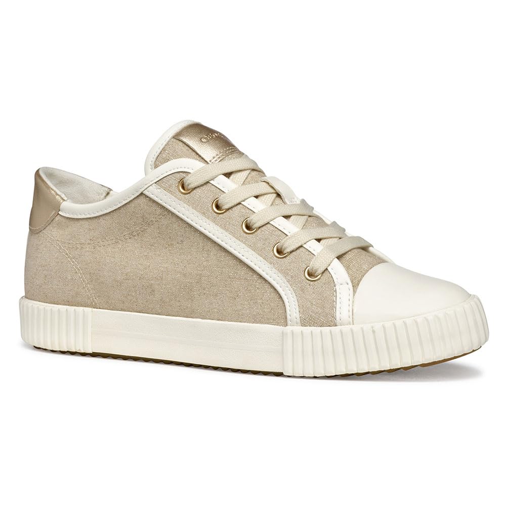 Geox Women's D BLOMIEE B Sneaker, Lt Taupe/Optic White, 2.5 UK