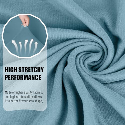 Image of TAOCOCO Recliner Loveseat Slipcover, 2 Pieces Polyester Fabric Stretch Sofa Covers for 2 Seat Reclining Couch, Soft Washable Furniture Protector with Pockets (2 Seat, Aqua Blue)