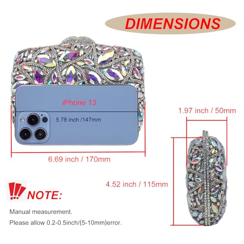 Image of Colorful Crystal Clutch Box Handbag Women Sparkling Evening Bags for Wedding Party Prom Purse