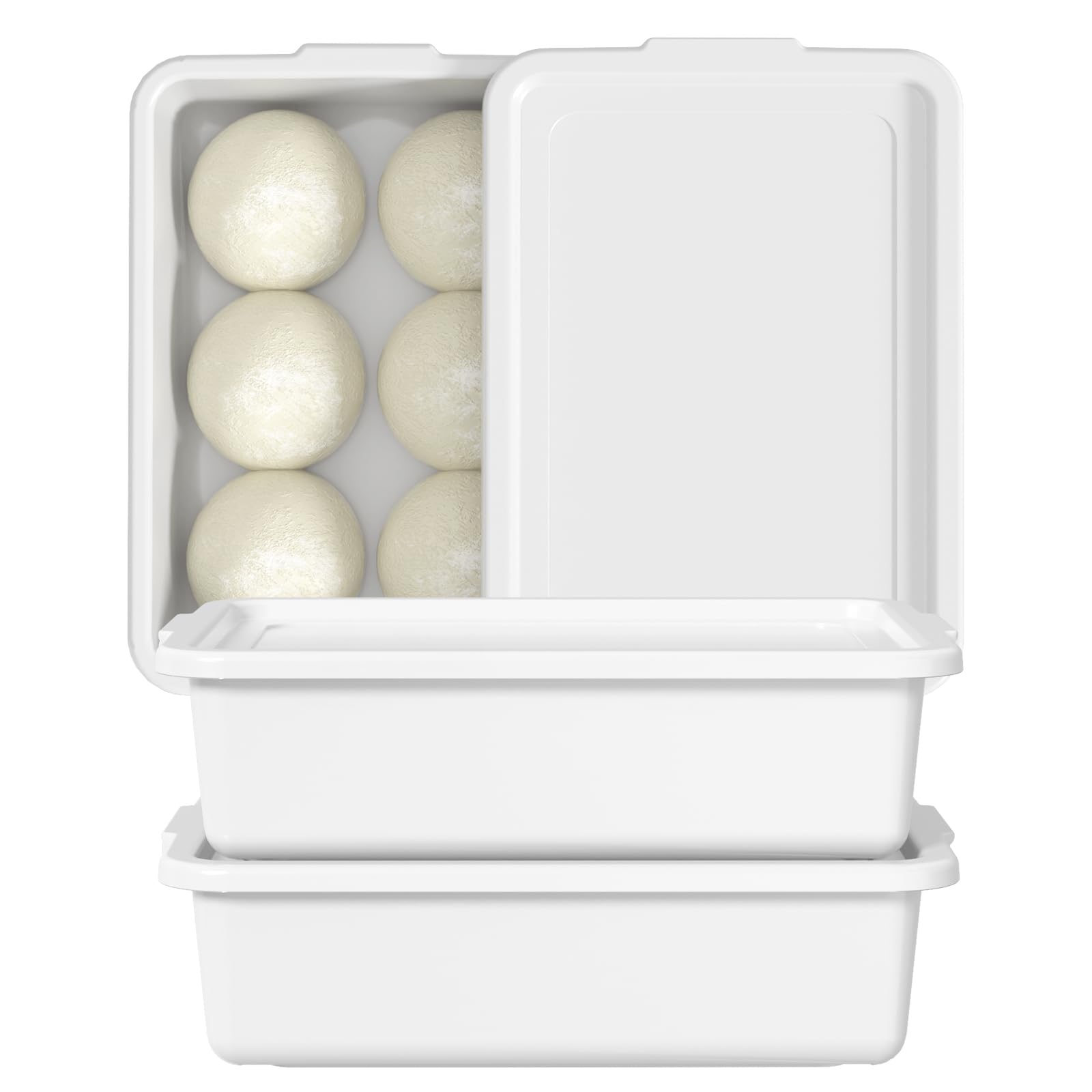 Bac en plastique avec couvercle 13L Bringer - Lot de 3 boîtes de rangement blanches