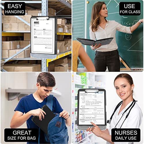 YEAHVIY Clipboard with Storage, Large Capacity Nursing Clipboards with Low Profile Clip, Heavy Duty Plastic Storage 8.5x11 Clip Board with Pen Holder, Side-Opening, A4 Organization image 8