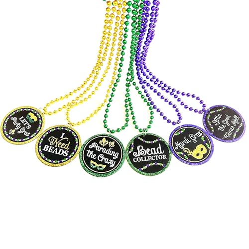 YSPPF 12 Pcs Mardi Gras Beads Necklaces Purple Green Gold Mardi Gras Parade Throw Beads Party Decorations