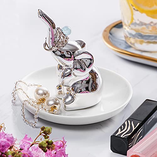 Image of PUDDING CABIN Elephant Ring Holder - Womens Birthday Gift - Good Luck Elephant Gift for Women, Girls, Bedroom or Vanity Decor, Chrismtas Mothers Day Valentines Wedding Gifts Ideas