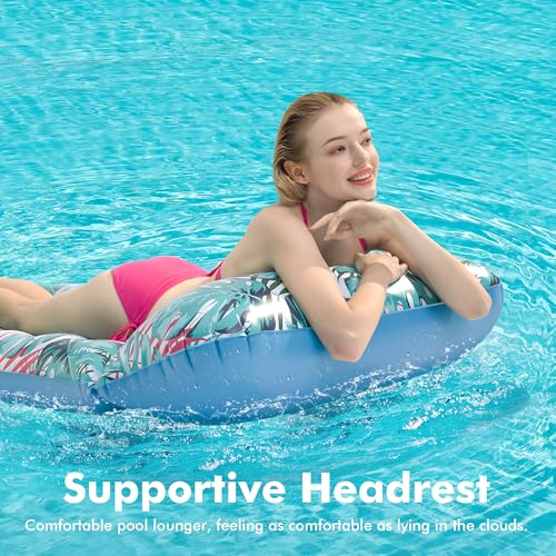 2 Pack Inflatable Pool Float Mat, Giant Pool Floats Adult Size with Headrest, Lake Float Raft Water Lounger, Multi-Purpose Swimming Pool Floats for Pool Party, Summertime Beach, Outdoor - Image 4
