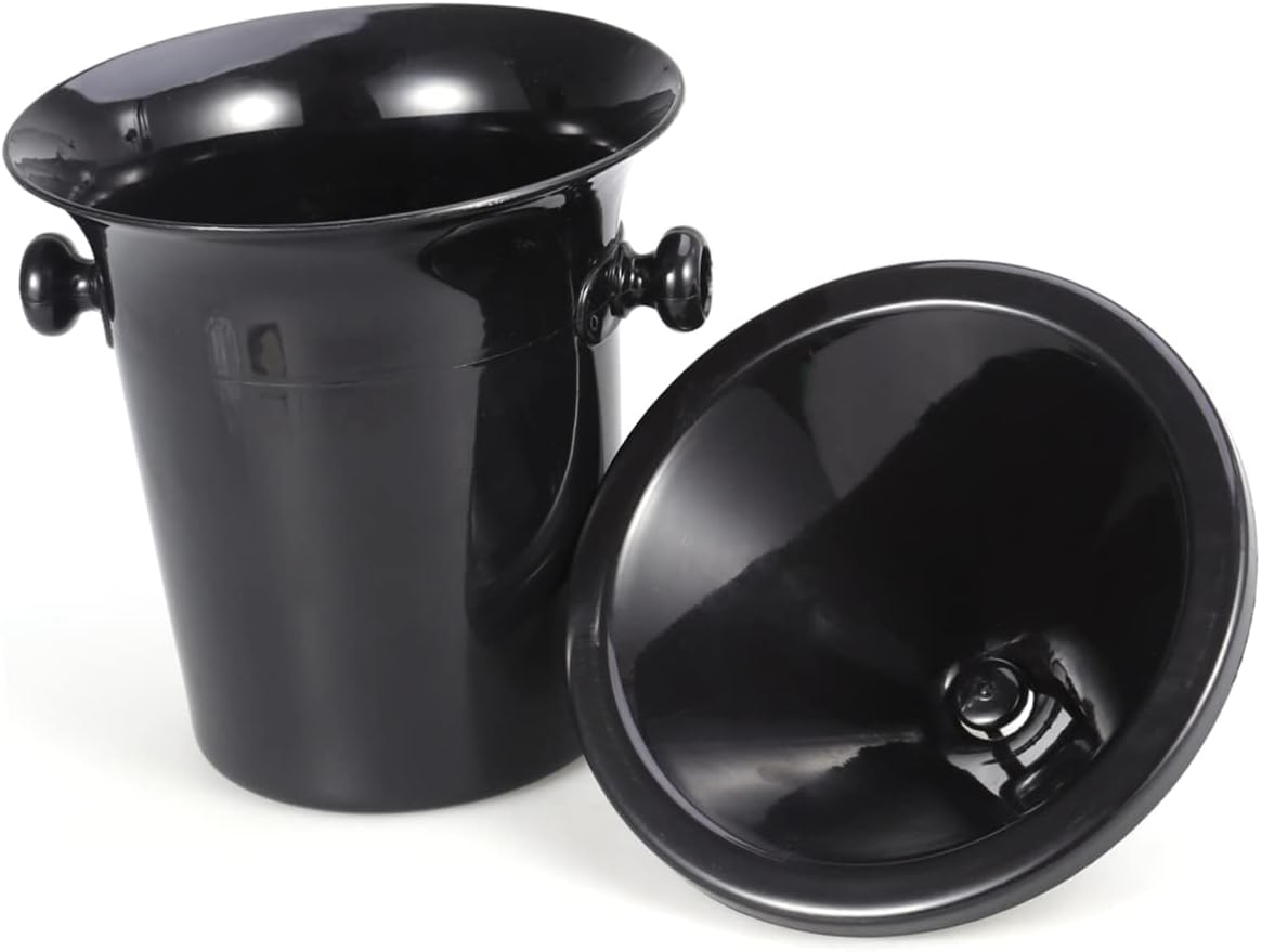 GLEAVI Black Wine Tasting Spittoon Round Double Ears Plastic Ice Bucket for Wine Dumping and Tasting Events Eco-Friendly Design with Funnel for Easy Pouring