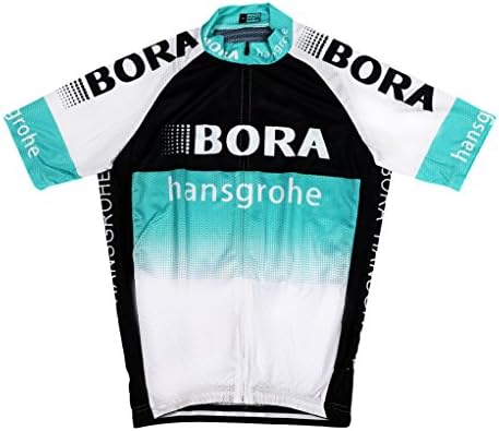 HnjPama Pro Team Unisex Men's Cycling Jersey Bamboo Fiber Cycling Jersey-Blue&White 01-M