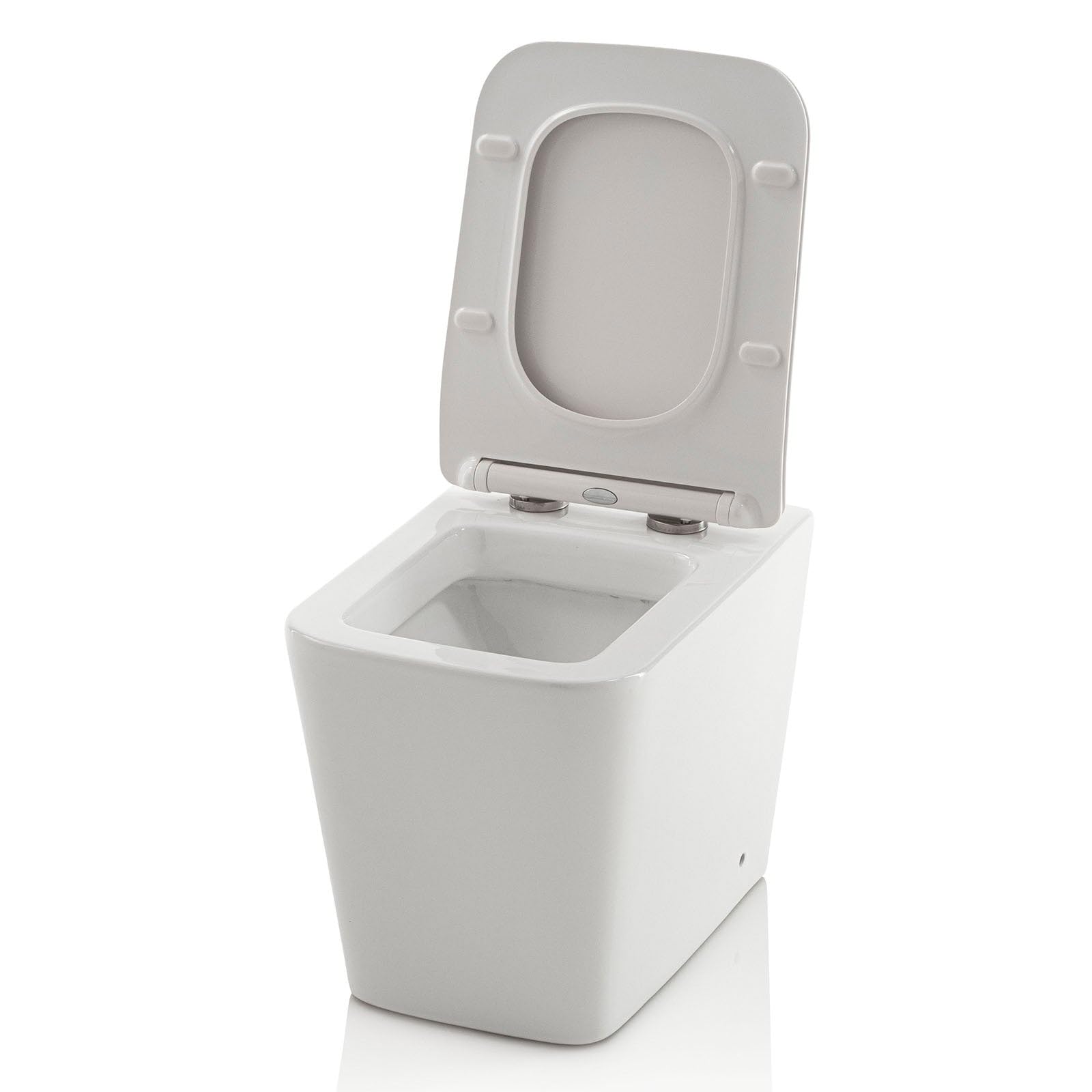 Aqa Design accessori casa wc a terra, completamente realizzato in ceramica bianca, curva tecnica non inclusa, Made in Italy, salvaspazio - Bianco - 56,5x36,5x40 cm