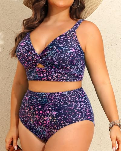 Image of Daci Plus Size Two Piece Swimsuits High Waisted Tummy Control Bikini