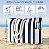 oscaurt Strandtasche, Badetasche Wasserdicht Streifen Strandtasche mit Reißverschluss mit Nasstaschee Grosse Strandtasche für Damen #1