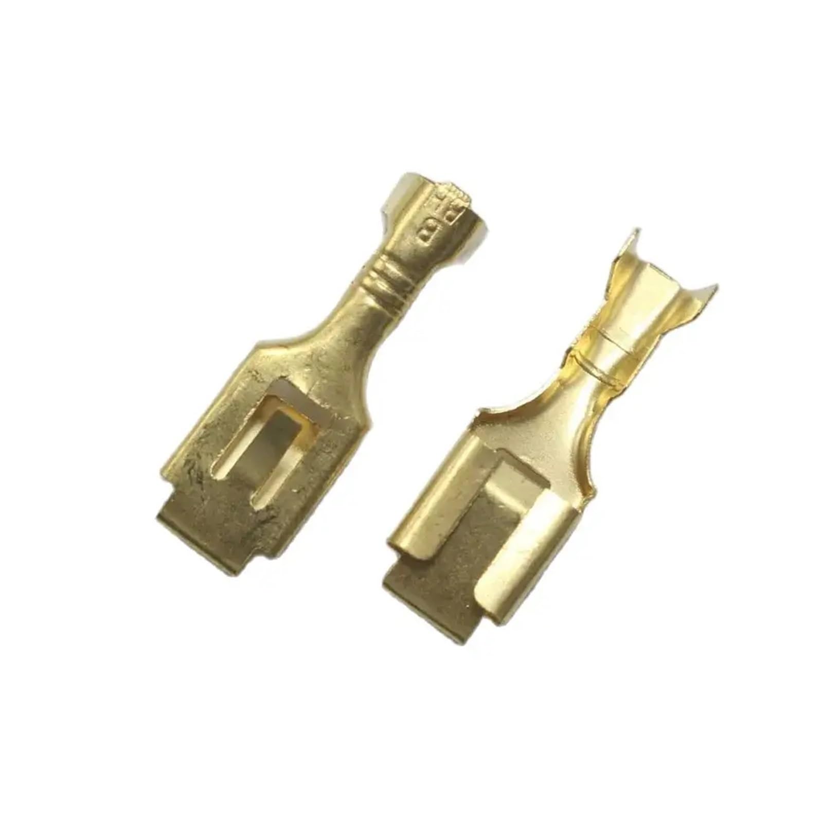 DSZUJTYROP 50pcs Copper 6.3 Crimp Terminal .3mm Uninsulated Spring Connector Female Cold