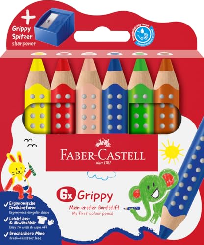 Faber-Castell 110635 Set Grippy, 6 Jumbo Buntstifte für...