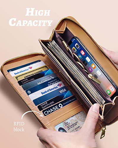 Yarnic Leopard Wallet for Women with Credit Card Holder Money Pockets Wristlet Band Wallets Case Coin Money Clip Woman Purse with RFID Blocking Large Capacity with Zipper2