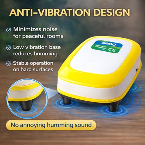 Image of SB-9905 Aquarium Air Pump 2 Way | 4.2W Dual Outlet Oxygen Pump | 2 x 5.5 L /Min Powerful Airflow | Ultra-Quiet Fish Tank Air Pump | Includes 3M Air Tube & 2 Air Stones