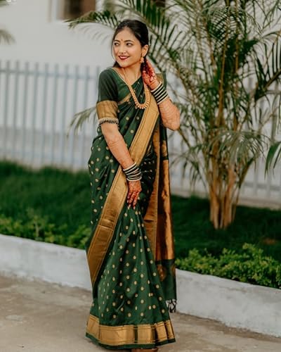 Image of C J Enterprise Women's Banarasi Saree Pure Kanjivaram Style Silk Saree With Blouse Piece for Wedding (BS09)