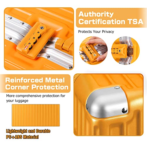 Image of AnyZip Luggage PC+ABS Aluminum Frame Zipperless Checked Luggage Hard Shell Suitcase with TSA Lock Double Spinner Wheels 24 Inch Orange