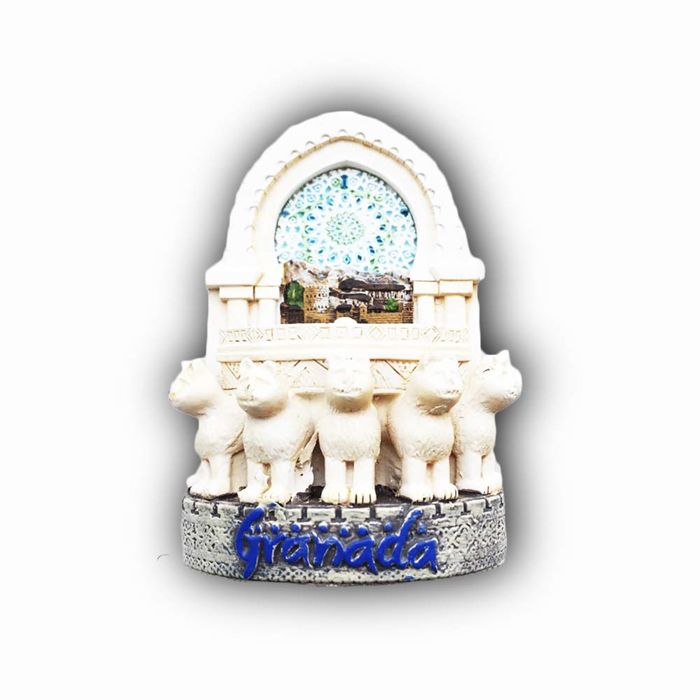 Magnete Frigorifero 3D Granada Alhambra – Souvenir Spagna, Cortile Del Leone, Resina Fatta A Mano