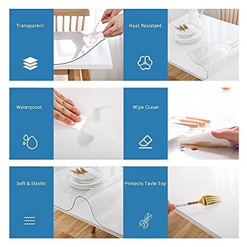 Table Protector Clear 1.5mm PVC Wipeable Table Cover Cloth Waterproof For Home Kitchen 23.6 X 27.5 Inch (Transparent, 60 x 70 cm) - Image 3