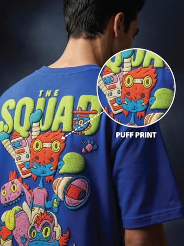 Image of Veirdo Oversized Baggy Fit Drop Shoulder Graphic Printed Design Half Sleeve T-Shirt for Men (Available Sizes: S to 2XL)