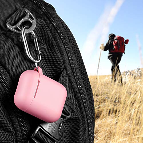 Image of AirPods Case Cover with Keychain, Full Protective Silicone AirPods Accessories Skin Cover for Women Girl with Apple AirPods Wireless Charging Case,Front LED Visible-Pink