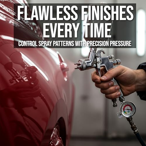 LE LEMATEC Air Compressor Regulator & Flow Control Valve with Pressure Gauge - for Pneumatic Tools, Spray Painting, Tire Inflation, 1/4 NPT, 0-150 PSI