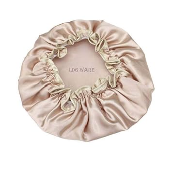 LDG WARE Women Waterproof Shower Cap, Free Size (Golden Border Shower Cap, Quantity - 1)