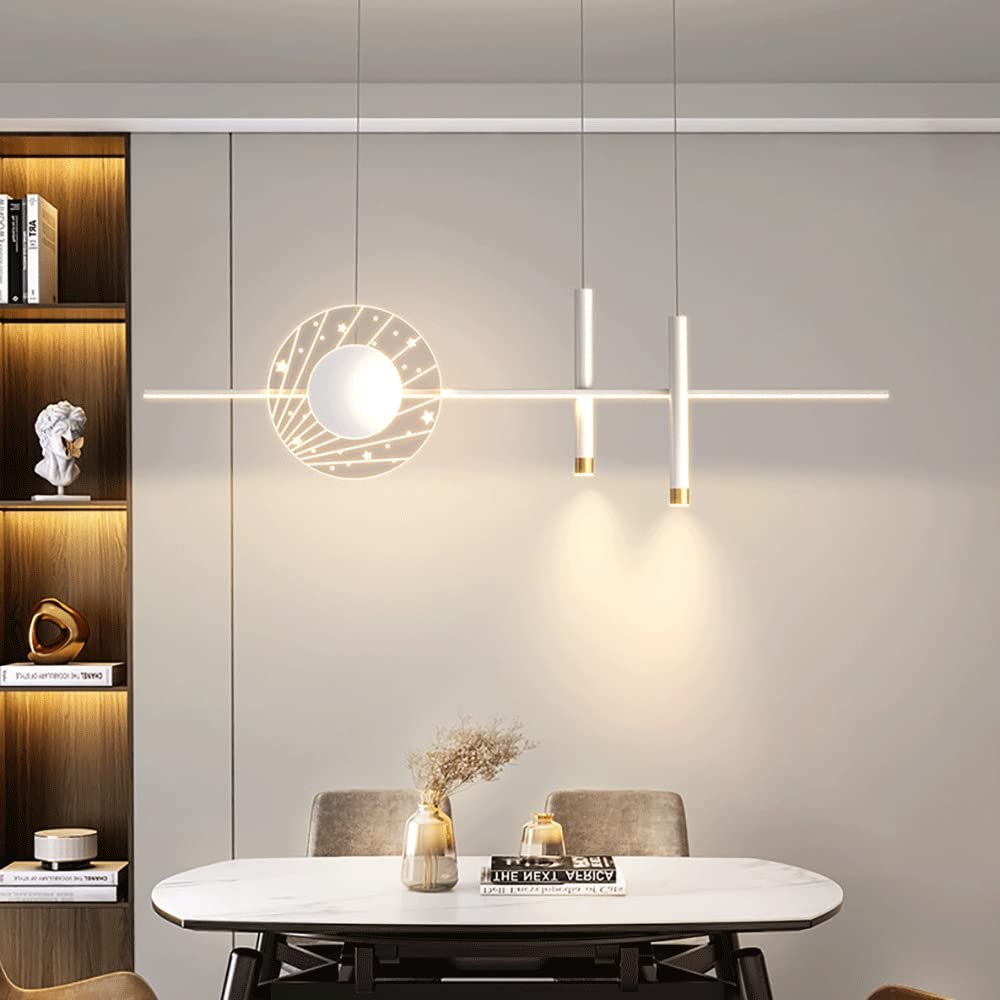 Reflektory wpuszczane, ultra-cienkie zawieszenie liniowe, biała metalowa lampa wisząca z długą rurką, wiszące oprawy oświetleniowe do restauracji.