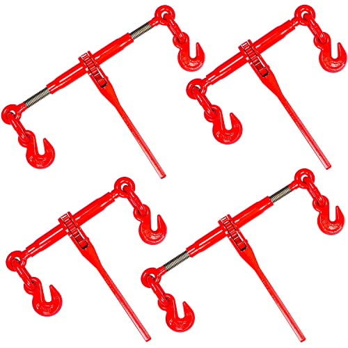 Ratchet Chain Binder 3/8"-1/2" 4pack Load Binders 9200 Lbs Working Load Breaking，Chain Binders Ratcheting Heavy Duty of Transportation, Agricultural Machinery and Other Fields 4 Pack