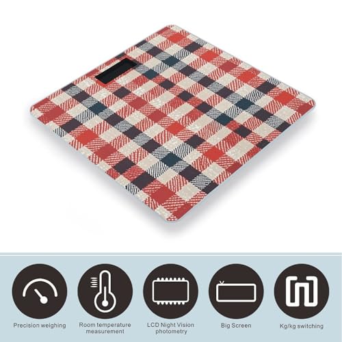 Báscula digital de baño roja con vidrio templado y pantalla LCD miniatura 3