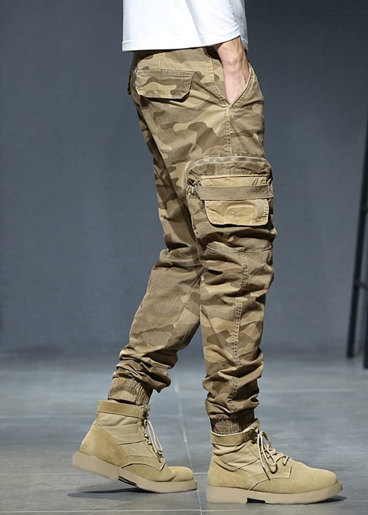 shownicer Pantaloni Cargo Uomo Pantaloni da Lavoro Trekking con Tasche Camouflage Militari Pantaloni Militare Elasticizzati Baggy Estivi Lunghi Pantaloni Montagna Vintage Outdoor