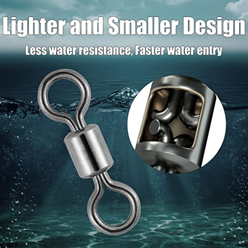 Image of Dr.Fish 50 Pack Fishing Micro Swivels Fly Fishing Swivels Rolling Barrel Swivels High Strength Solid Rings Hook line Connector Black Nickel Swivels Fishing Tackles 7mm