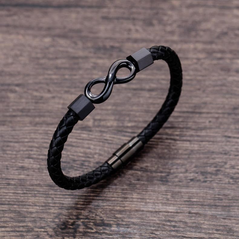 Image of Nakabh Titanium Steel Vegan Leather Micro Insert Bracelet for Men & Boys