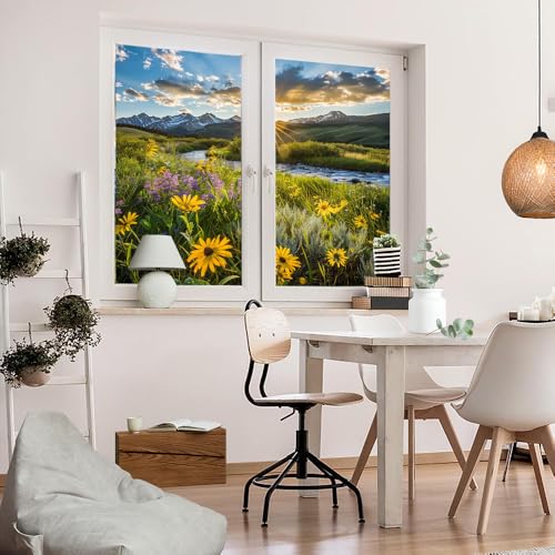 Película decorativa vidriera floral 2 piezas 27.6x47.2 in miniatura 5