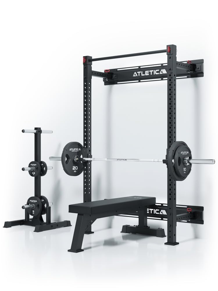 Atletica R7 Wall Rack | Klappbar | Extrem platzsparende Klappfunktion | Hoch belastbar und stabil | Kompatibel mit R7 Anbauteilen | Vielfältige Trainingsmöglichkeiten