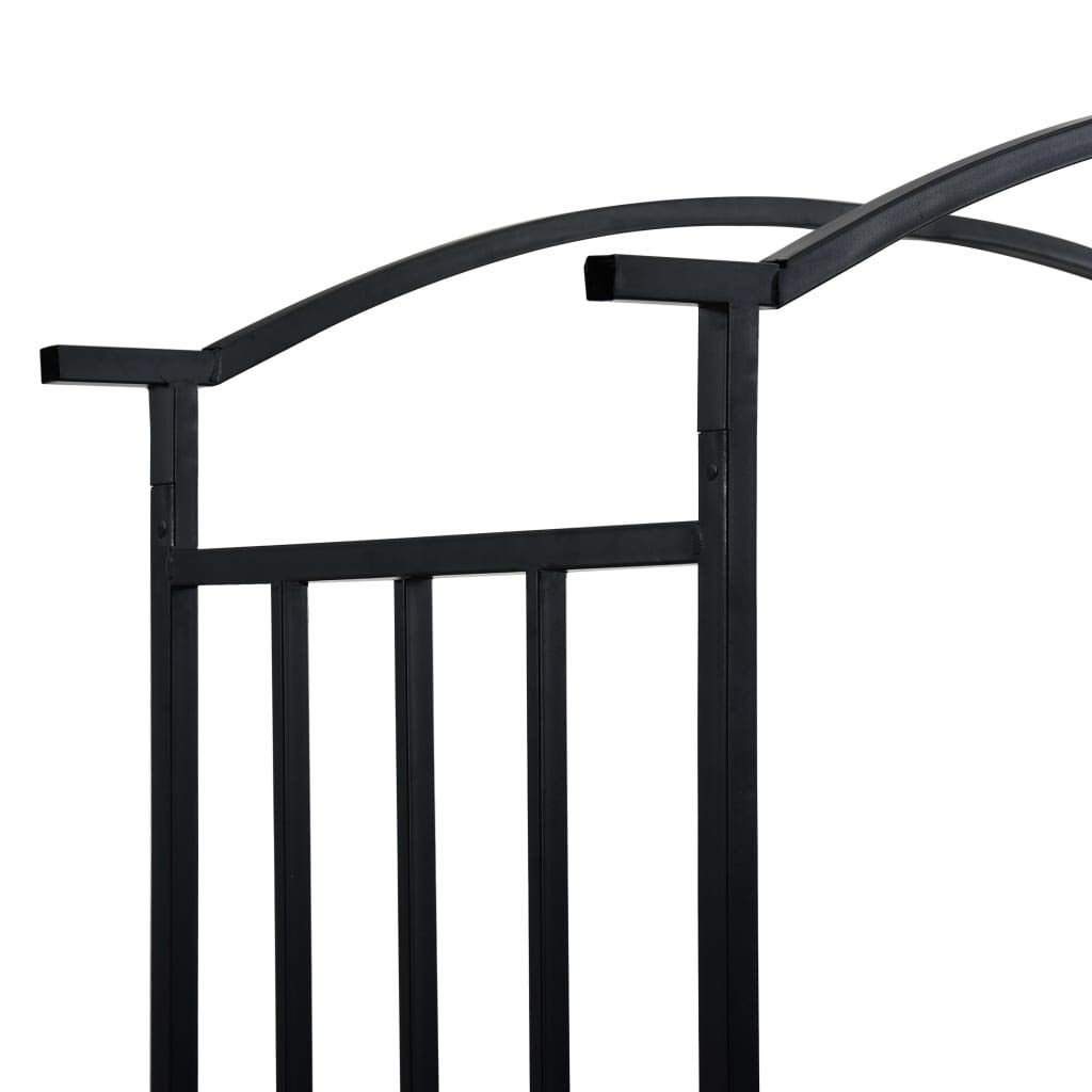 Arco da giardino nero, 128 x 50 x 207 cm, in ferro, arco per rose con panca come supporto per piante rampicanti, arco e seduta per giardino, terrazza o veranda