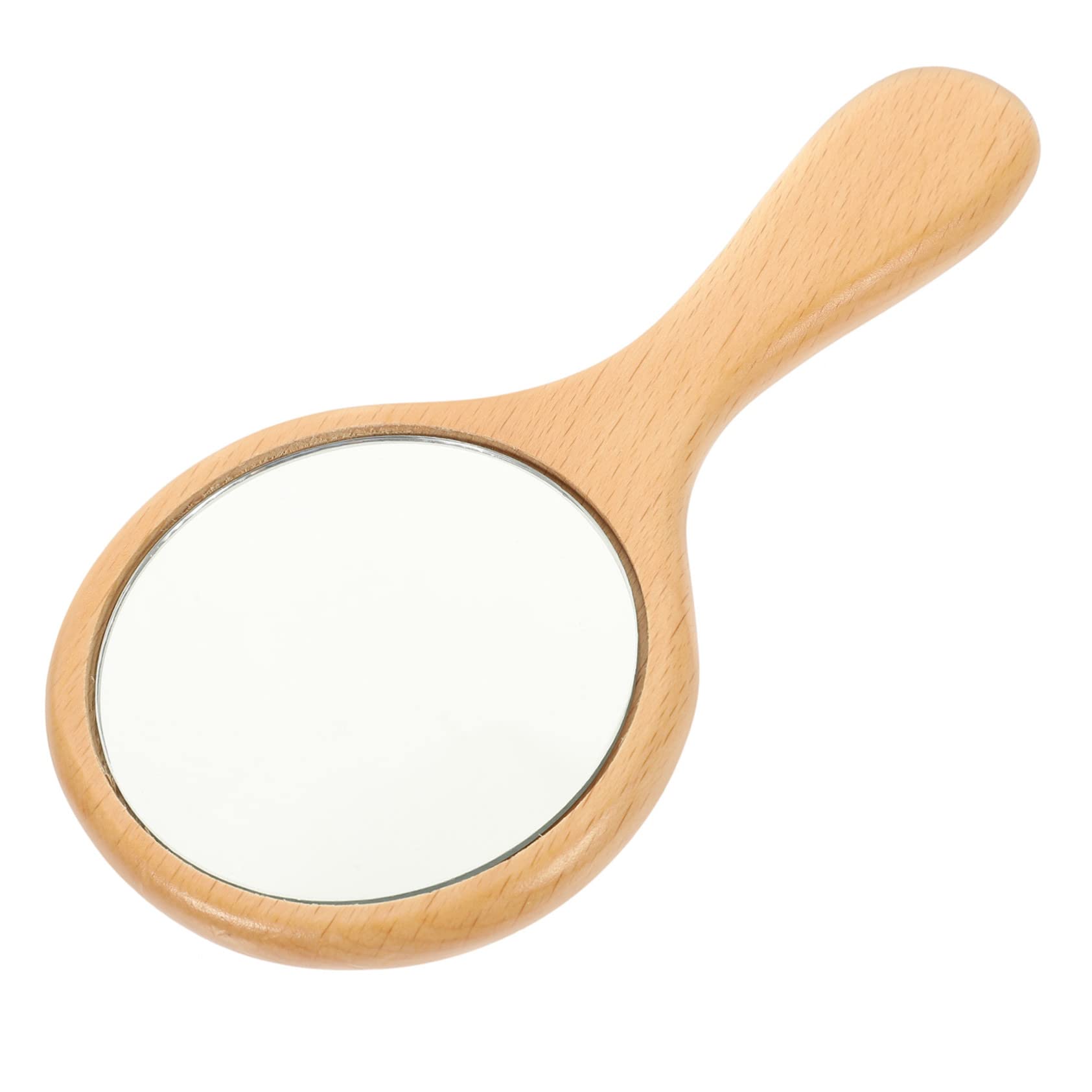 Healeved Handheld Mirror with Ergonomic Wooden Handle Portable Makeup Mirror for Travel Outdoor Use Reflection Chic Vintage Design Durable Lightweight Present