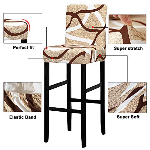 Image of Lellen Jacquard Bar Chair Stool Cover - 4 Pack Stretch Chair Slipcover Pattern for Short Swivel Dining Chair-Counter Height Side Chairs (125845)