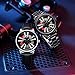 findtime Mens Watches Personalized Racing 3D Hollow Rotate Dial Designed Quartz Wristwatches for Husband Boyfriend Birthday Anniversary Stainless Steel Black