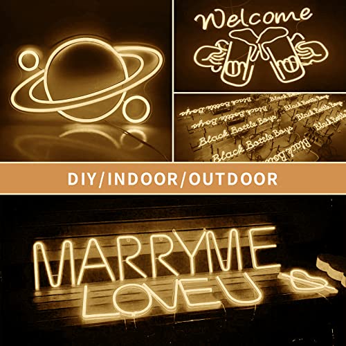 Image of Neon LED Strip Lights 16.4FT /5M 12V DC Waterproof Flexible LED NEON Light for Indoors Outdoors Decorm (Include Adapter, Warm White)