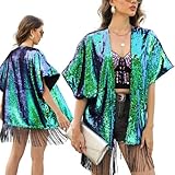 Luminous Effect Festival Rave Kimono Cardigan Ideal Rave Outfit for Women - Festival Outfit for Music Concerts, Raves or Discos - Reflective Sequin Rave Wear for EDM or Coachella - Small-Medium