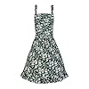 Pinknoke Vintage Pinafore Apron Dress for Women with Pockets Cute Floral Chef Aprons for Kitchen Cooking Baking Gardening (Green)