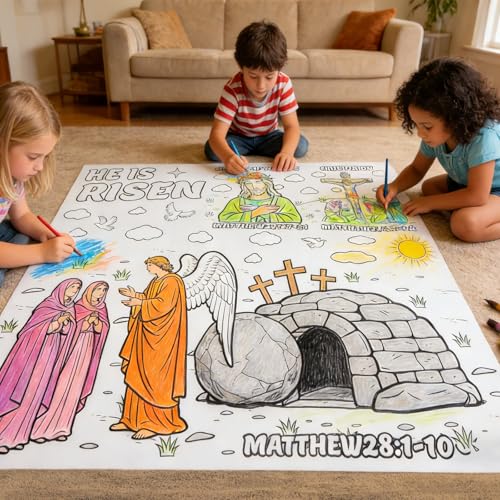 TOLGOE Giant Coloring Posters for Kids - 2PCS 35" x 31" Paper Coloring Banner/Table Cover for School Parties and Special Events Decoration (No Markers) (Easter) — view 3