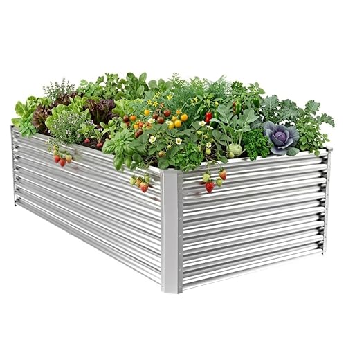 Kinddeer 8x4x2ft Raised Garden Bed Kit Galvanized Planter Garden Boxes Outdoor Metal Raised Garden Beds for Vegetables Fruits Flower