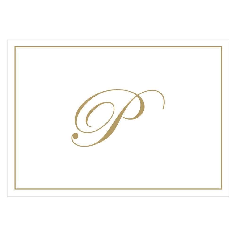 Caspari Gold Embossed Initials Boxed Note Cards in Letter P, 8 Cards &amp; Envelopes