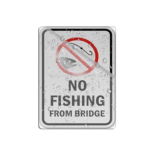 peiyeety Metal Tin Sign No Fishing From Bridge Funny Safety Quote Wall Art, Vintage Style, Wall Decor For Indoor Home Kitchen Living Room Bedroom Office Cafe Bar, 12x16 Inch