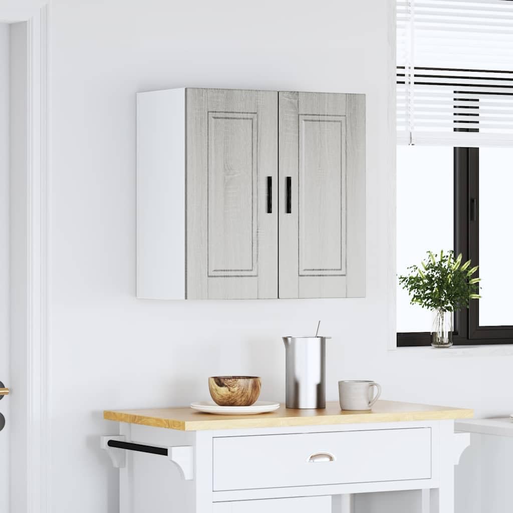 Armoire Murale de Cuisine Porto Sonoma Gris en Bois d’ingénierie, 60 x 31 x 60 cm, Rangement Vaisselle avec Portes, capacité 75 kg, pour Cuisine Salle à Manger