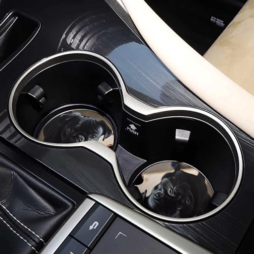 Posavasos para coche con diseño de cachorro pug negro, 2 piezas miniatura 7