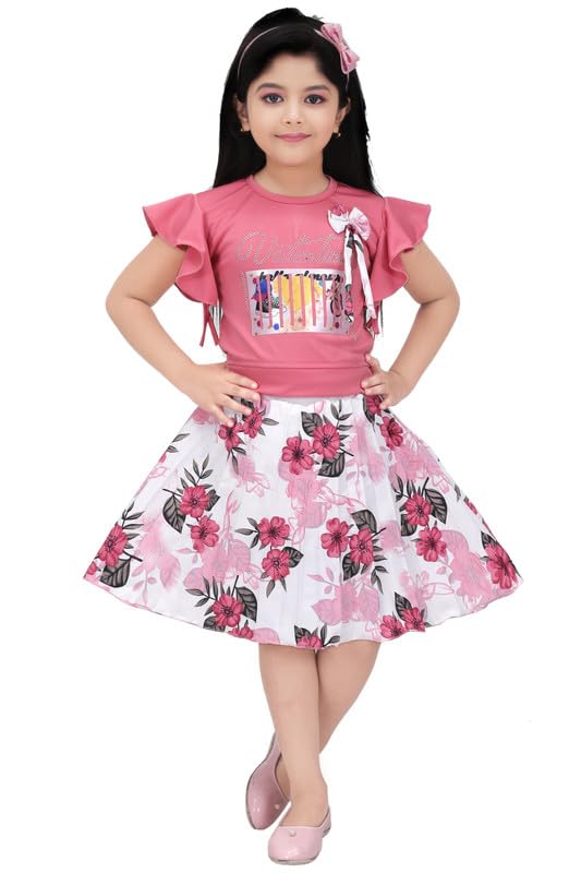 Image of SAIMINA Dresses Girls Regular Fit Printed Casual, Dailywear and Festivewear Cotton Dress Set