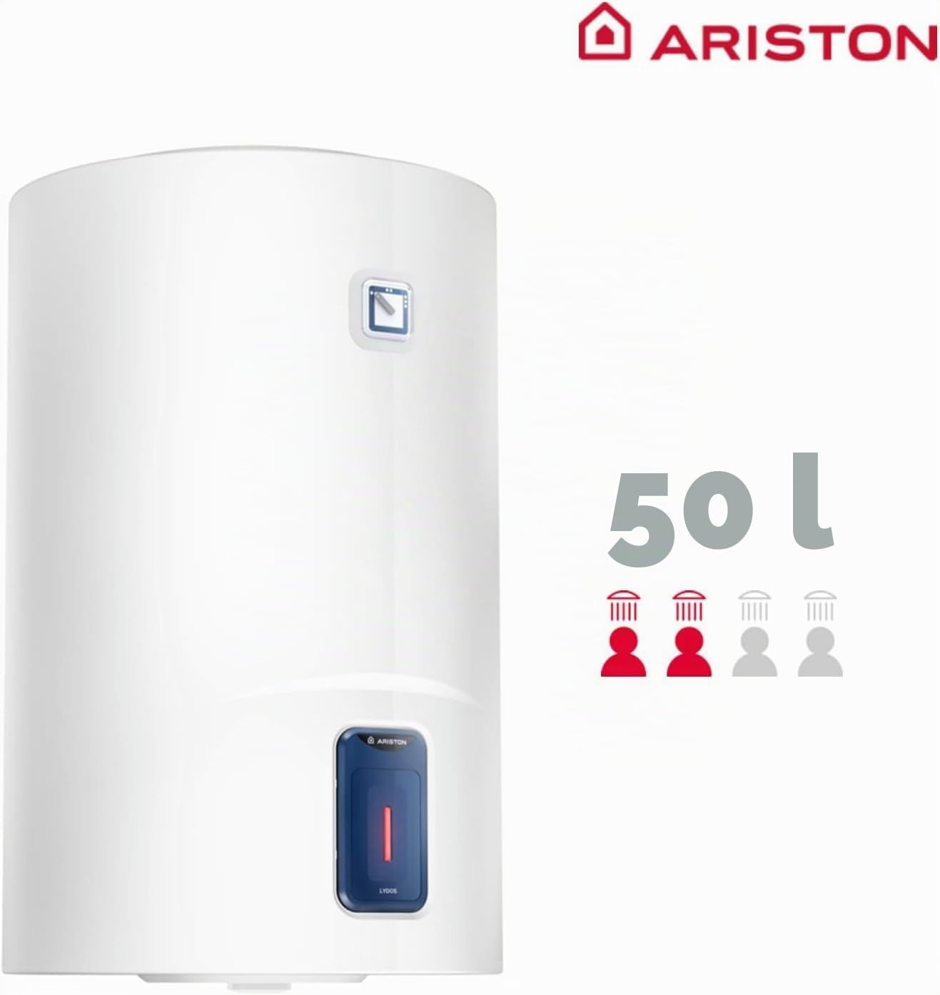 Ariston Lydos R - Chauffe-Eau électrique Vertical avec régulation Externe + Titane dans réservoir 48 x 45 x 56,8 cm Fabriqué pour Installation en Espagne 50 l