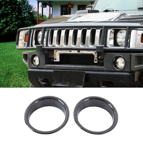 PIUGILH Front Bumper Driving Fog Light Lamp Ring Bezels Covers Fit For 2003-2009 Hummer H2,Front Fog Lamp Light Cover Trim Frame Car Accessories